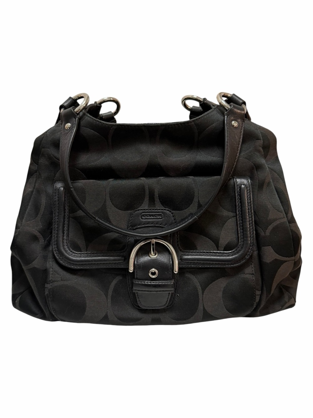 Coach Black Logo Leather/Fabric Shoulder Handbag